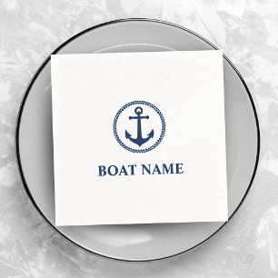 Guardanapo De Papel Sua âncora de mar azul do nome do barco