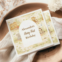 Guardanapo De Papel Suave Aniversário de Um Ano Selvagem da Selva Neut