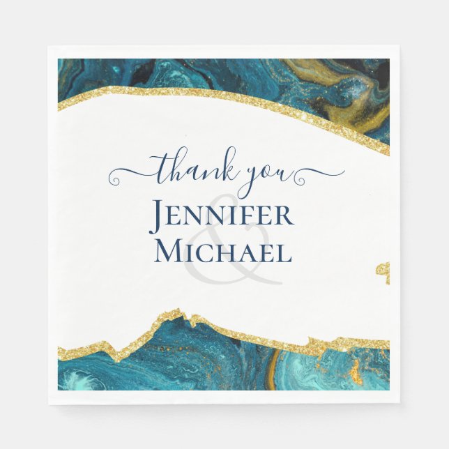 Guardanapo De Papel Sublime Emerald Dourado Casamento AGATE (Frente)