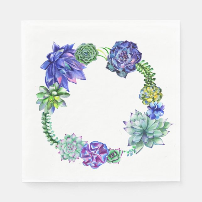 Guardanapo De Papel Succulent Wreath Napkin (Frente)