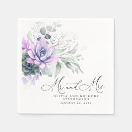 Guardanapo De Papel Succulents Silver Greenery Elegante Boho Casamento