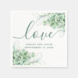 Guardanapo De Papel Suculentas em aquarela. Casamento de cactus floral