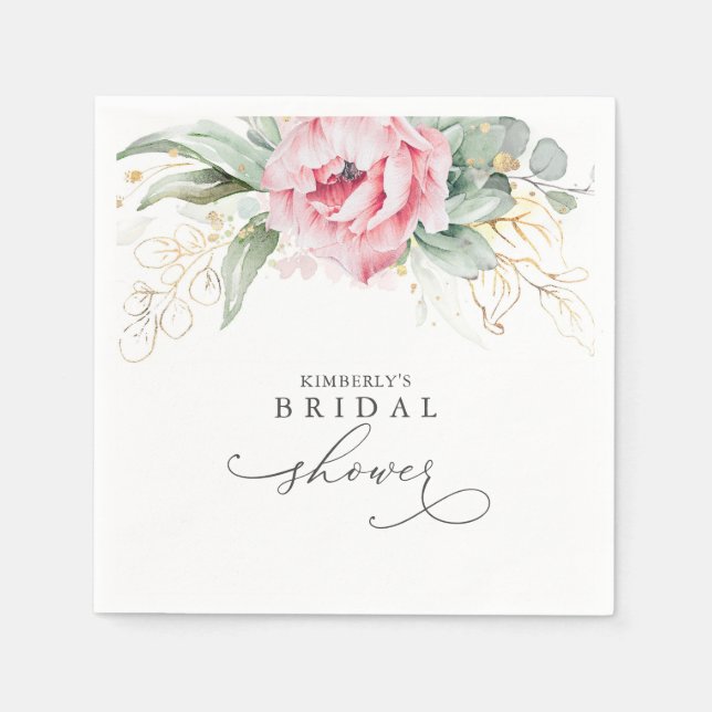 Guardanapo De Papel Suculentas Folhagens Chá de Bebê / Noiva Elegante (Frente)