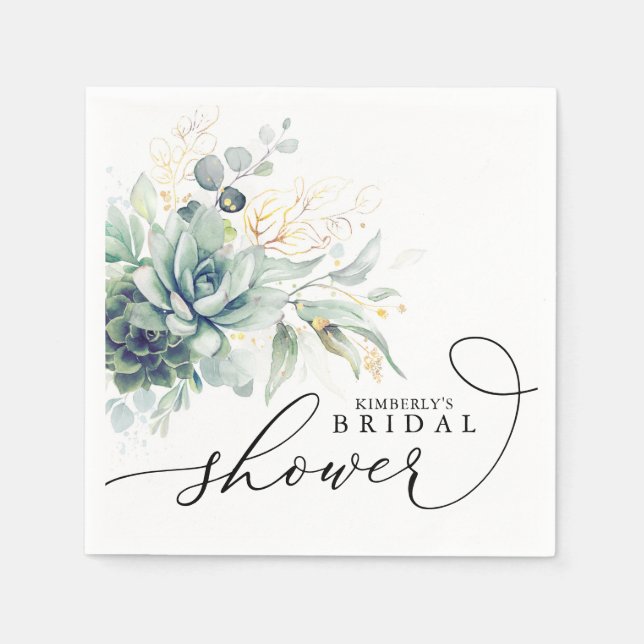 Guardanapo De Papel Suculentas Verdura Chuveiro de Noiva / Bebê Elegan (Frente)