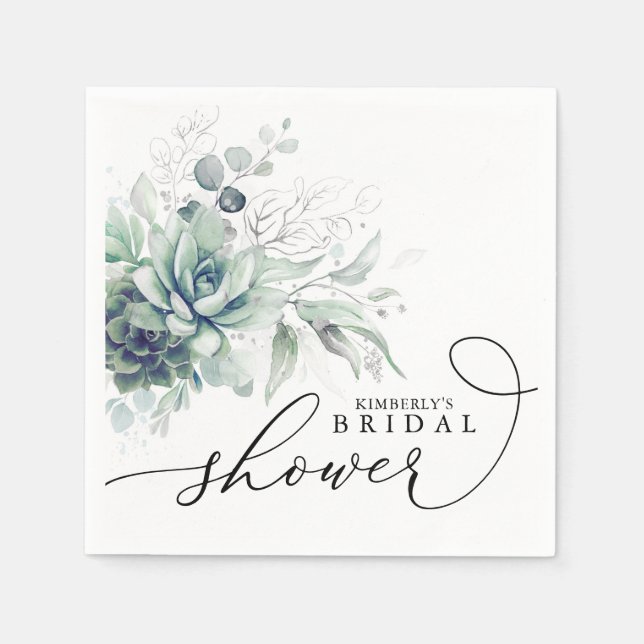 Guardanapo De Papel Suculentas Verdura Elegante Chá de Bebê / Noiva N (Frente)