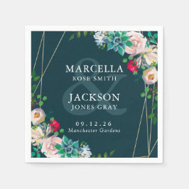 Guardanapo De Papel Suculentes e Casamento Chic Dourado