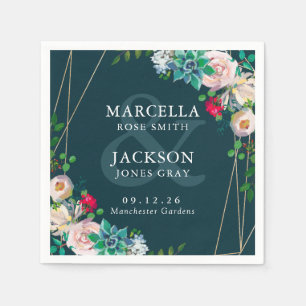 Guardanapo De Papel Suculentes e Casamento Chic Dourado