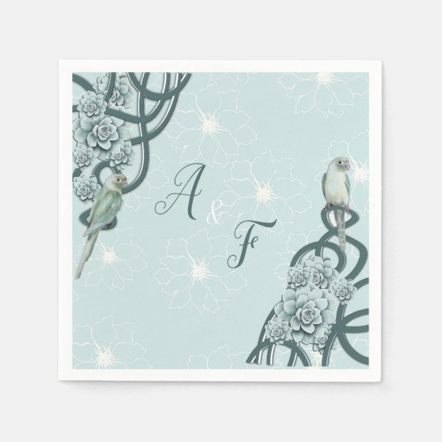 Guardanapo De Papel Sucultivos Verdes do Pinheiro Azul (Frente)