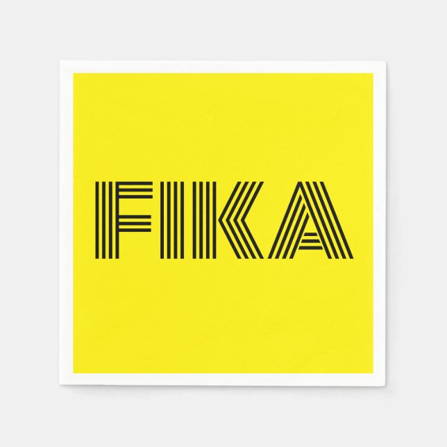 Guardanapo De Papel Sueco Fika Amarelo e Negro (Frente)