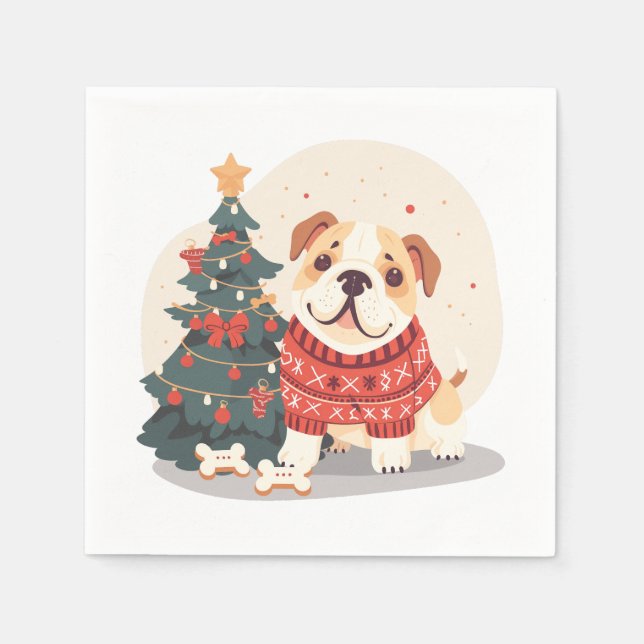 Guardanapo De Papel Suéter de Natal do Bulldog Inglês (Frente)