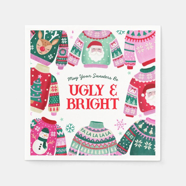 Guardanapo De Papel Suéter feio com Papais noeis, Reindeer Christmas (Frente)
