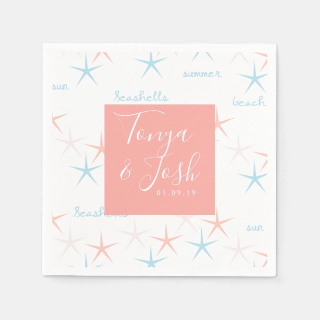 Guardanapo De Papel Summer Beach Ocean Starfish Abstrato (Frente)