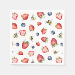 Guardanapo De Papel Summer Berry Sweet Watercolor Chá de fraldas