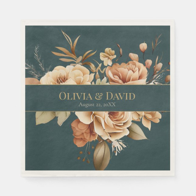 Guardanapo De Papel Summer Forest Witch Teal Wedding Napkins (Frente)