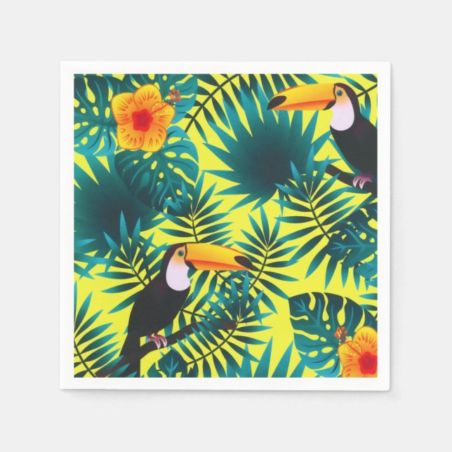 Guardanapo De Papel Summer Greenerey Tropical Toucan Jungle Foliage (Frente)