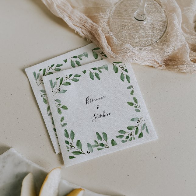 Guardanapo De Papel Summer Greenery Tropical Eucalyptus Wedding Napkin (Criador carregado)