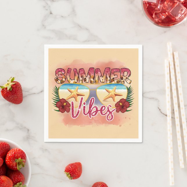 Guardanapo De Papel Summer Vibes | Design de óculos de sol da praia co (Insitu)