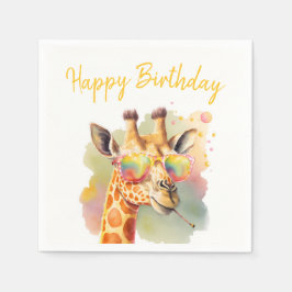 Guardanapo De Papel Summer Vibes Watercolor Giraffe - Parabéns