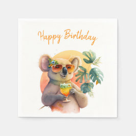 Guardanapo De Papel Summer Vibes Watercolor Koala - Parabéns