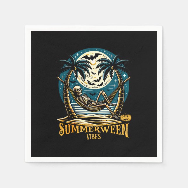 Guardanapo De Papel Summerdal Vibes Skeleton Pumpkin Skeleton Verão (Frente)