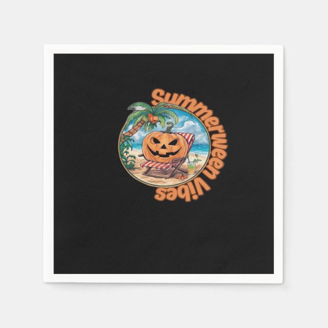 Guardanapo De Papel Summerween Vibes Spooky Summer Pumpkin Classic Vir (Frente)
