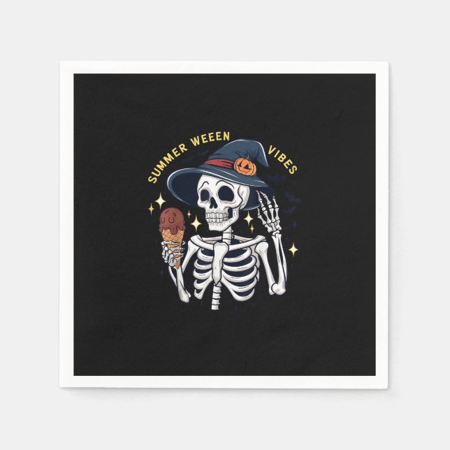 Guardanapo De Papel Summerwin Vibes Funny Skeleton IceCream Summer Va (Frente)