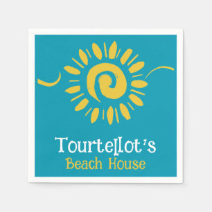 Guardanapo De Papel Sun Blue Yellow Beach House Nome do dia dos mares 