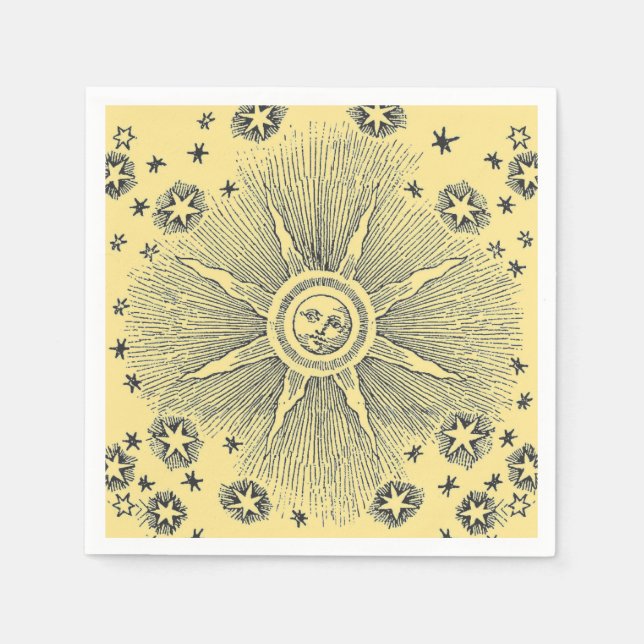 Guardanapo De Papel Sun Stars Antiguamente Night Sky Medieval Zodieval (Frente)