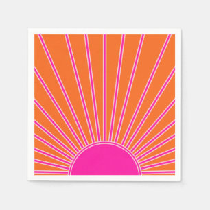 Guardanapo De Papel Sun Sunrise Laranja E Pré-Disquete Rosa Quente