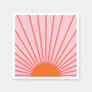 Guardanapo De Papel Sun Sunrise Pastel Rosa E Laranja Sol
