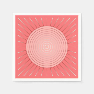 Guardanapo De Papel Sunburst geométrico moderno - rosa coral profundo
