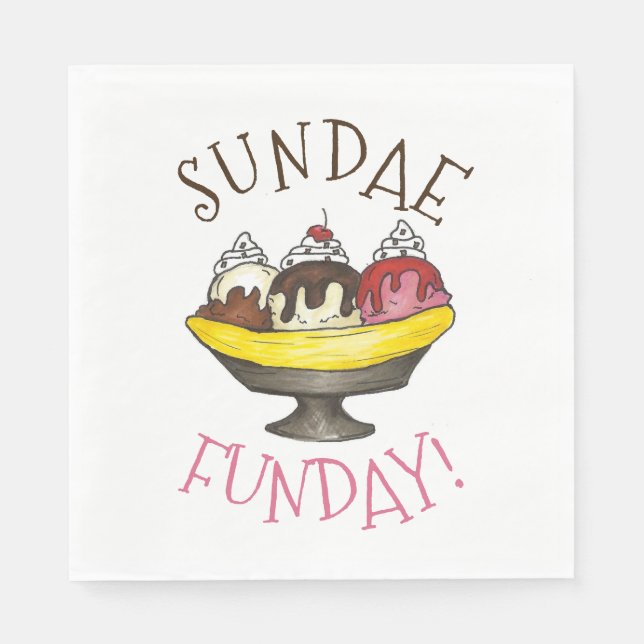 Guardanapo De Papel SUNDAE FUNDAY Banana Sorvete social (Frente)