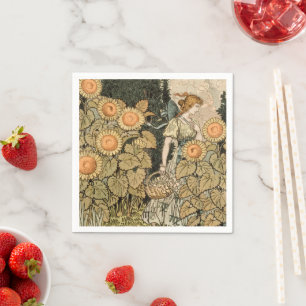 Guardanapo De Papel Sunflower Art Nouveau Garden Grasset Woman