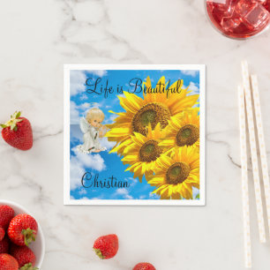 Guardanapo De Papel Sunflower Baby Angel Floral Paper Napkins