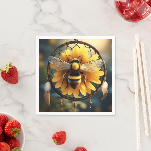 Guardanapo De Papel Sunflower Bee Dreamcatcher, (Insitu)