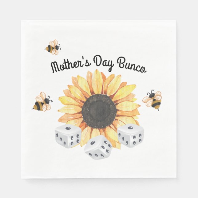 Guardanapo De Papel Sunflower Bees Floral Dice Bunco (Frente)