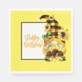 Guardanapo De Papel Sunflower Birthday Gnomo