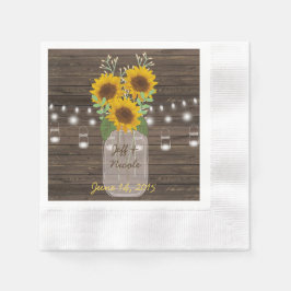 Guardanapo De Papel Sunflower Country Wood Mason Jar Wedding