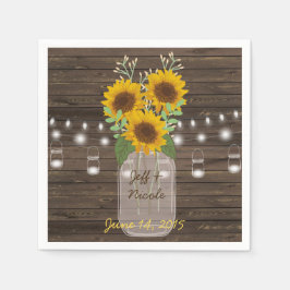 Guardanapo De Papel Sunflower Country Wood Mason Jar Wedding