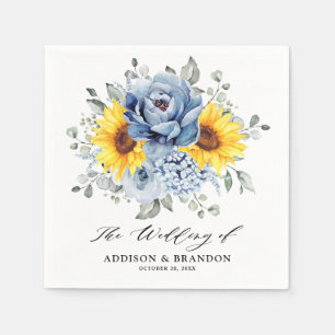 Guardanapo De Papel Sunflower Dusty Blue Slate Peony Casamento Floral