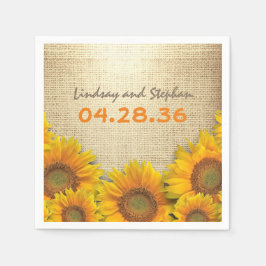 Guardanapo De Papel Sunflower e Burlap Rustic Country Weding