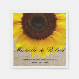 Guardanapo De Papel Sunflower em Burlap Rustic Country Casamento Perso
