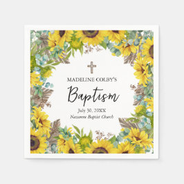 Guardanapo De Papel Sunflower Eucalyptus Palm Boho Square Baptism