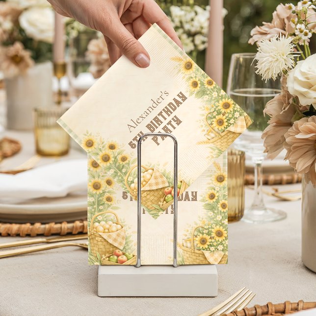 Guardanapo De Papel Sunflower Farm Storybook Kids Birthday (Criador carregado)