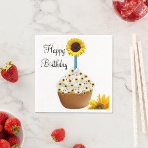 Guardanapo De Papel Sunflower Happy Birday Paper Napkins