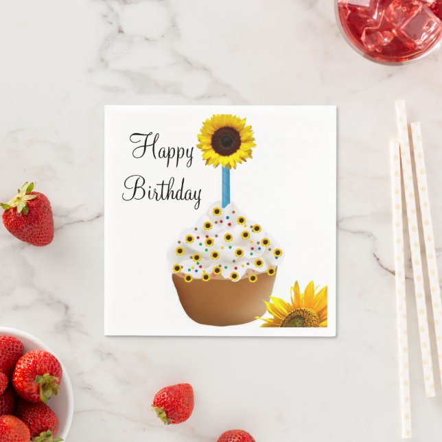 Guardanapo De Papel Sunflower Happy Birday Paper Napkins (Insitu)