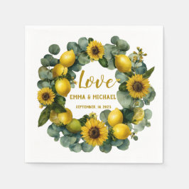 Guardanapo De Papel Sunflower Lemon Wreath Love Design