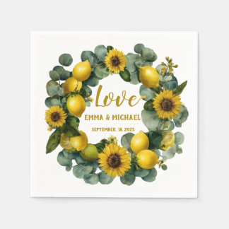 Guardanapo De Papel Sunflower Lemon Wreath Love Design