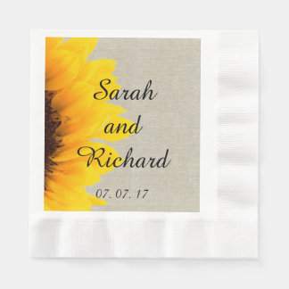 Guardanapo De Papel Sunflower Linen Rustic Wedkins