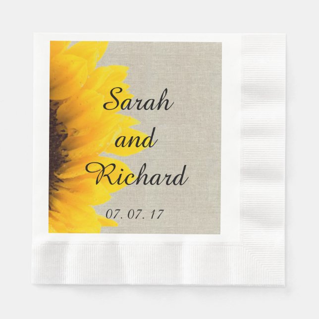 Guardanapo De Papel Sunflower Linen Rustic Wedkins (Frente)